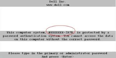 Dell 2a7b System password